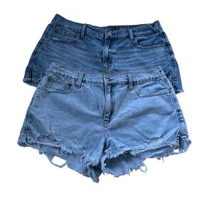 Aerie Daydream Distressed Denim Shorts Lot Of 2 Sz L Blue Cowgirl Boho Y2K Soft